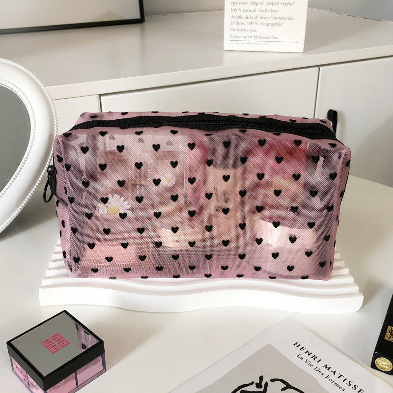 New Ins Heart Velvet Makeup Bag for Girls (Large Capacity)