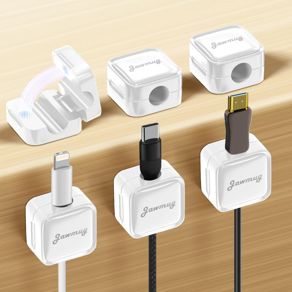 6 Pack Magnetic Cable Clips Cord Holder Easy Secure Adhesive Cable Management Cable Organizer Suitable for Office Desk Car Kitchen Wall Desktop Nightstand