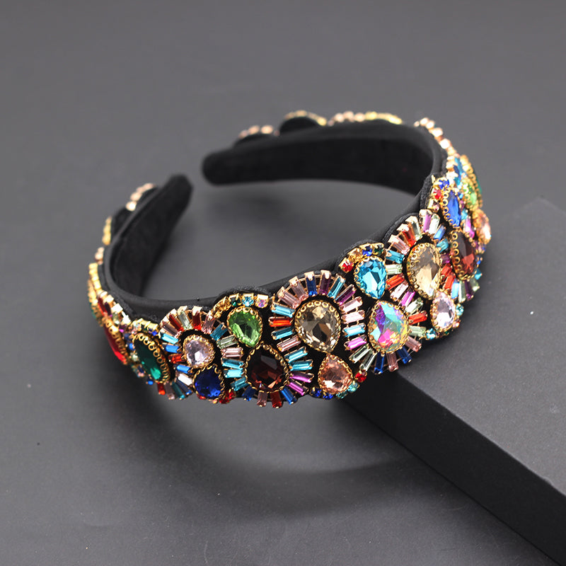 Elegant Baroque Colorful Rhinestone Hairband Accessory