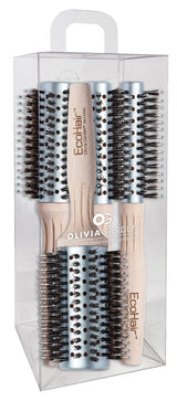 Olivia Garden EcoHair Combo Vent Round Bamboo Hair Brush Set 4 Count