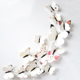 3D Realistic Butterfly Set of 12 Home Decor (White)