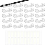 20 Pcs Adhesive Cable Clips Clear Wire Organizer Cable Management Cord and Wire Holder for Wall Desk Car PC Christmas Light Cable Clips with Strong Self-Adhesive Wires Clamp for Office Home (Clear)