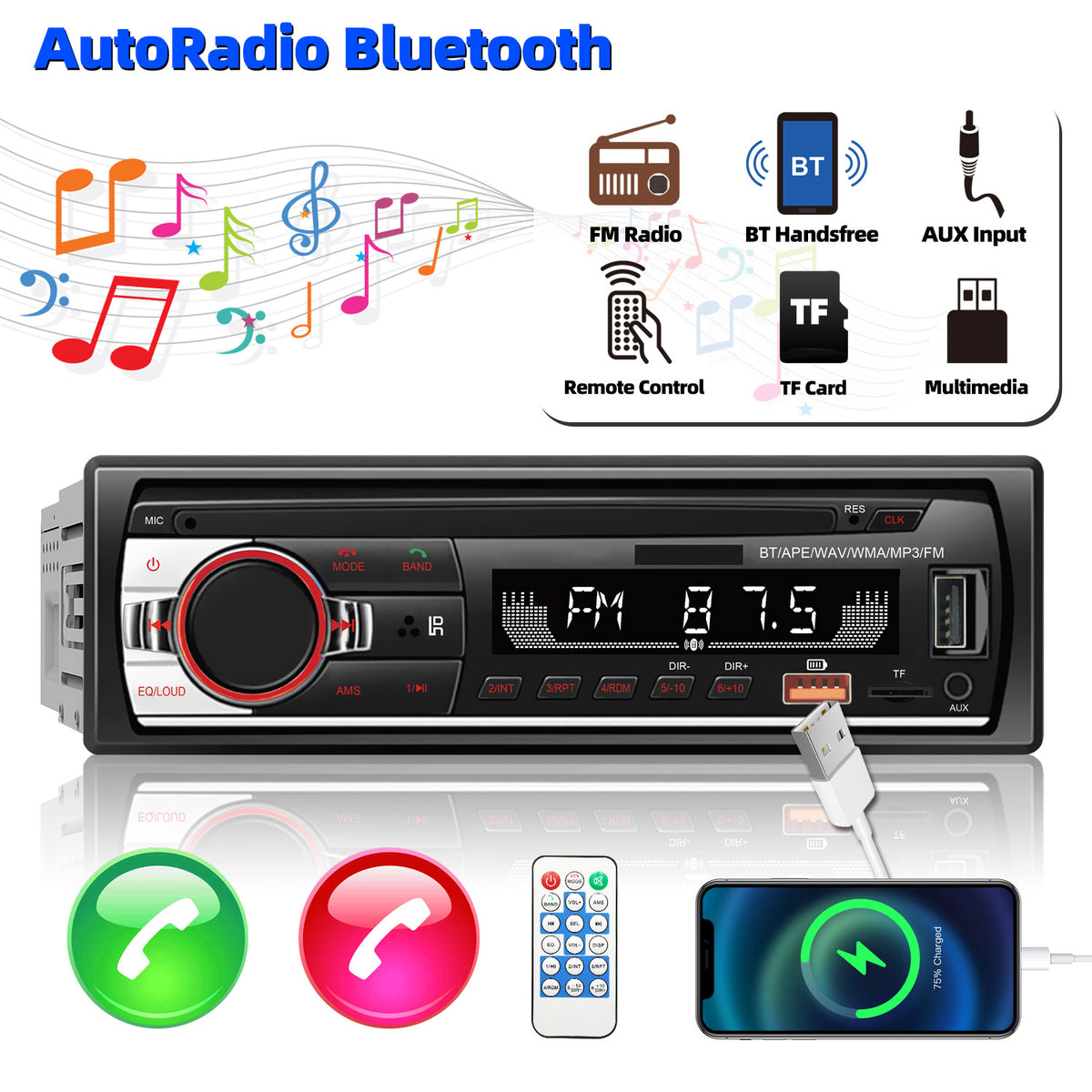 Car MP3 Bluetooth Player with FM Radio 12V 520