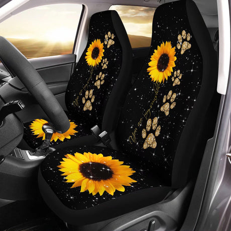 gearider Auto Car Seat Covers 2 Pack Blue Dog Paw Woven Pattern Thick Durable Bucket Seats Protector for Men Women Fit Car Sedan Truck Van