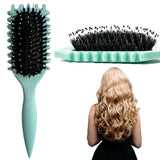 Curly Hair BrushBoar Bristle Hair Brush for Womens Grooming and Shaping Reduced Pulling Sensation(Green)