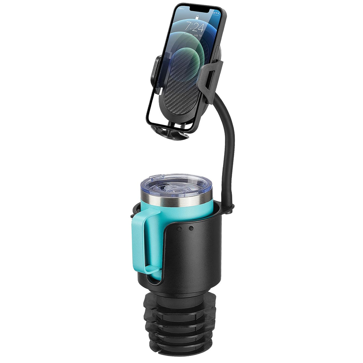 JOYTUTUS Cup Holder Phone Mount for CarUpgraded 2 in 1 Cell Phone Holder for Car Large Car Cup Holder Expander with Elastic Force PieceCompatible with iPhone Samsung & All Smartphones