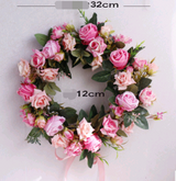 Realistic Silk Rose Wreath for Home Decor and Christmas