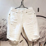 Men's Casual White Ripped Denim Summer Shorts