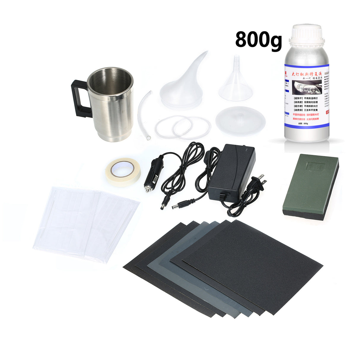 Car Headlight Restoration Tool and Liquid Kit