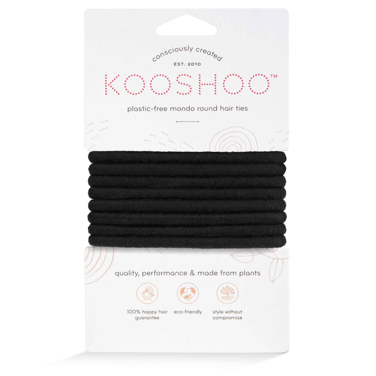 KOOSHOO Plastic-Free Mondo Organic Cotton Hair Accessories - No-Damage Hair Ties for Women Girls Toddlers & Babies. 8ct