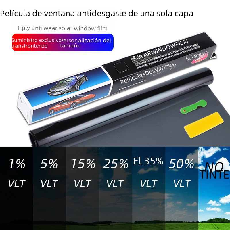 Car Window Tint Film - 1-Ply Black Heat Protection