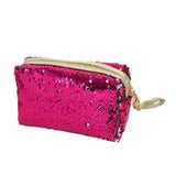 Portable Sequin Makeup Organizer Bag with Zipper Closure