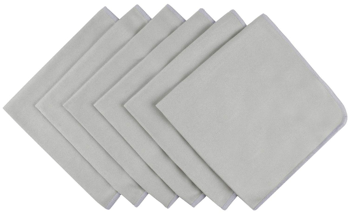 Microfiber Lint Free Rags Glass Window Cleaning Cloths Scratch Free Polishing Cloths for Glassware Dishes Car Stainless Steel Appliances Mirrors Screens Camera Lenses etc 16Inch x 16Inch 6 Pack Grey