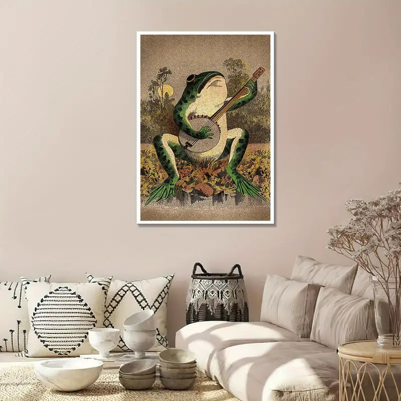 6 pc Casual Guitar Frog Canvas Art for Home Decor
