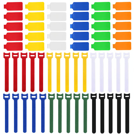 60 Pcs Multicolor Write On Cable Labels and Reusable Fastening Cable Ties Sets 30 Pcs Cord Labels Wire Labels and 30 Pcs Fastening Cable Ties Cord Organizer for Cord Management Home Office Supplies