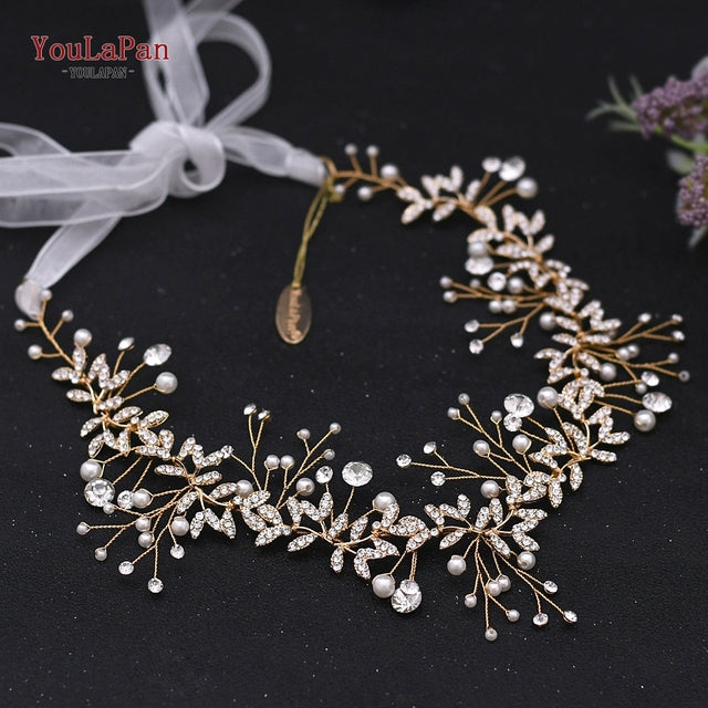 White Handmade Crystal Pearl Bridal Hair Accessories