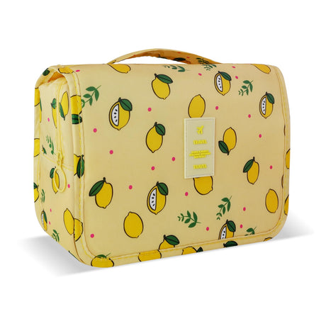 Lcsmaokin Large Capacity Toiletry Bag Travel Bag with Hanging Hook for Men and Women Waterproof Travel Cosmetic Bag Bathroom Storage Bag for Brushes SetFull-Sized ShampooAccessories -Yellow Lemon