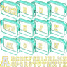 Huhumy 12 Personalized Initial A-Z Preppy Patch Clear Makeup Bag Initial Letter Bag Beach Travel Toiletry Cosmetic PVC Bag Chenille Sew Letter Patches Valentine DIY Bag(Green White Letters)