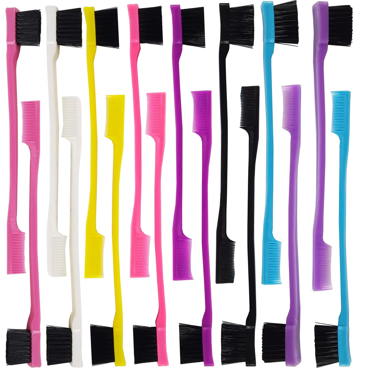 YOOHUA 24PCS Hair Edge Brush Double Sided Edge Control Hair Comb Eyebrow Brush Smooth Comb Grooming (8Colors)