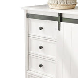 51'' Farmhouse Drawer Chest With Sliding Door, Multi-Storage Drawer Dresser With 5 Drawers And Storage Shelf, Tall Chest Of Drawers With Adjustable Shelves For Bedroom, Living Room