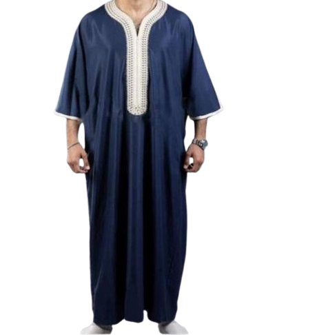 Stylish Men's Black Long Shirt Muslim Robe
