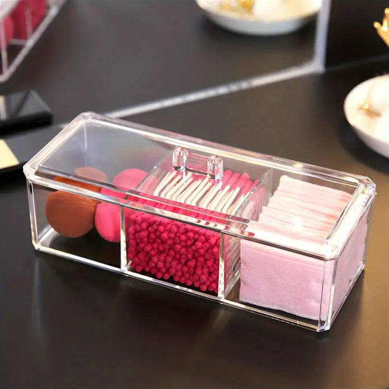 Clear Acrylic Three Compartment Jewelry Organizer Box