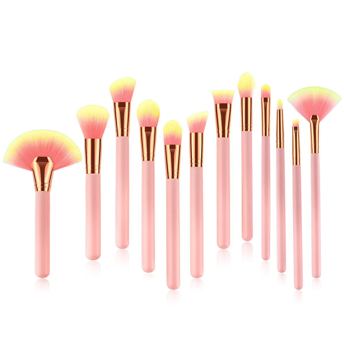 12-Piece Pink Makeup Brush Set and Beauty Tools