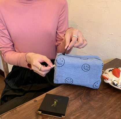 Corduroy Makeup Bag Organizer for Women - Large Capacity
