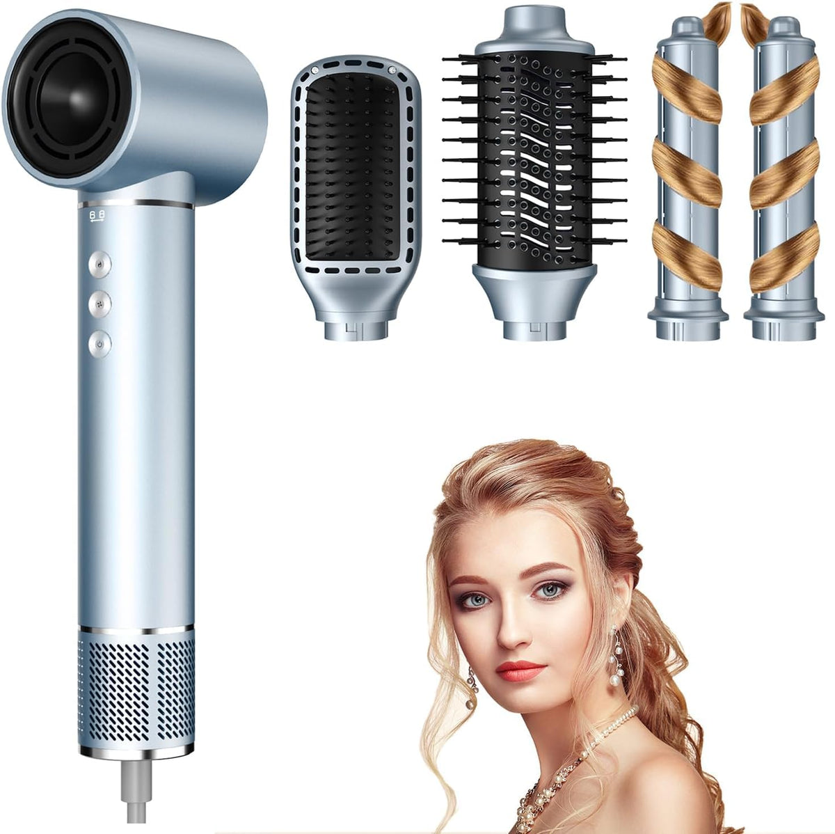 Hair Dryer Brush Blow Dryer 5 in 1 Hair Styler 110000RPM High-Speed 200 Million Ionic Air Curler for Hair Blow Dryer Brush 1100W Hot Air Hair Brushes Styler and Dryer for Curl Volumize Straighten
