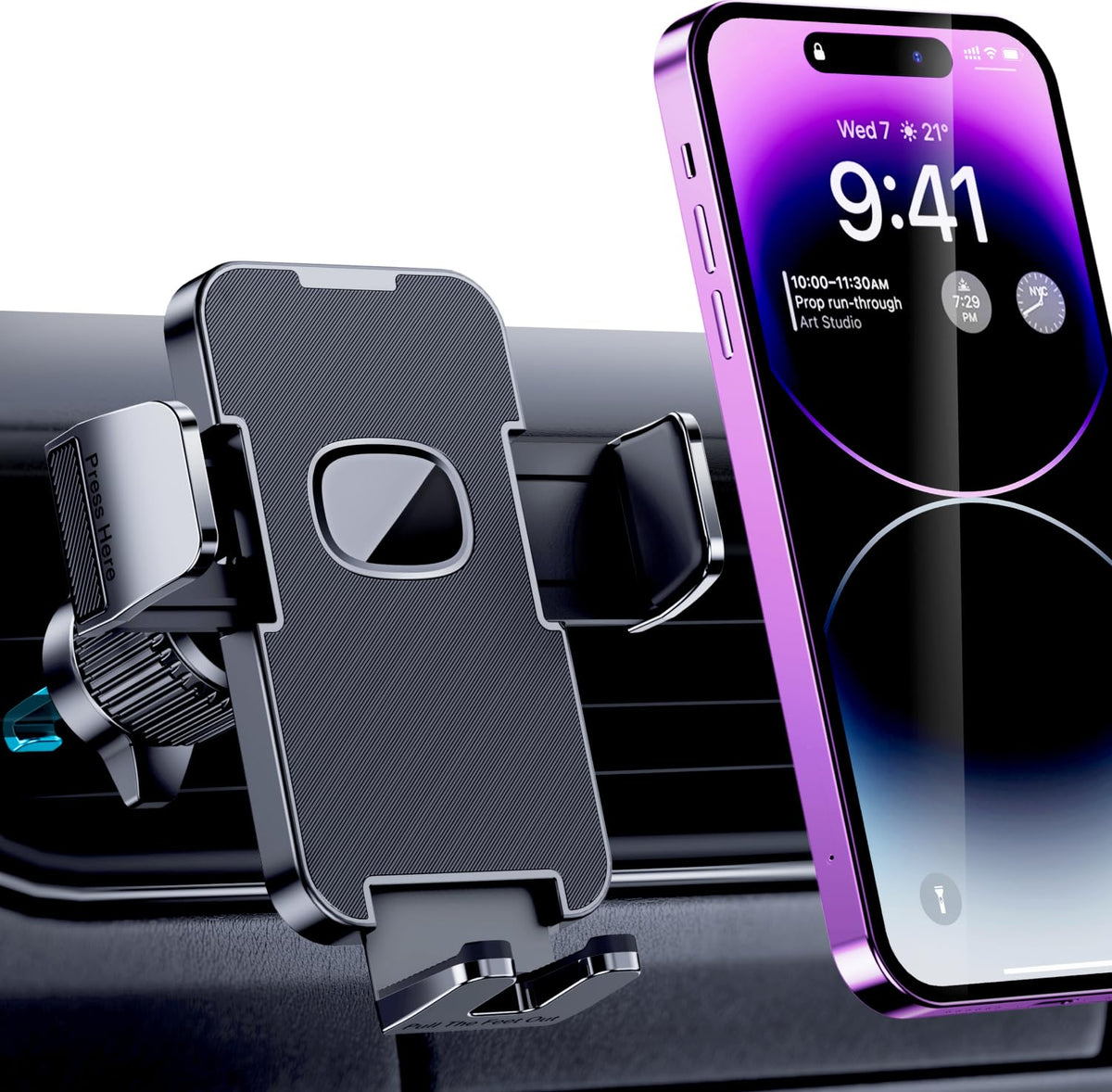 GUWEZ Phone Holder Car Mount for iPhone[Powerful Suction]Phone Mount for Car Dashboard Windshield Air Vent Universal Accessories[Thick Cases Friendly]Automobile Cell Phone Holder Fit iPhone Smartphone