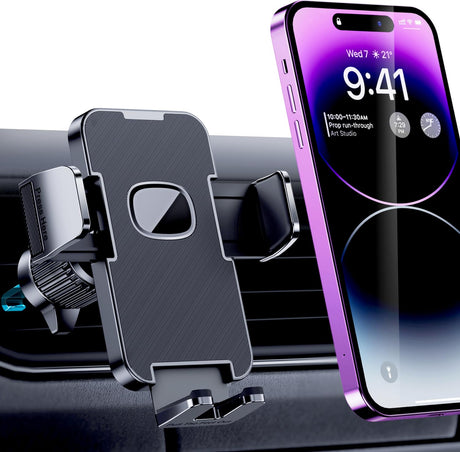 GUWEZ Phone Holder Car Mount for iPhone[Powerful Suction]Phone Mount for Car Dashboard Windshield Air Vent Universal Accessories[Thick Cases Friendly]Automobile Cell Phone Holder Fit iPhone Smartphone