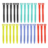 MECCANIXITY 25 Pack Reusable Cable Zip Ties 4.5 Inch Silicone Cord Organizer Straps for Home Office Wire Management (BlackGreenRedYellowBlue)