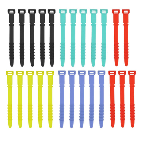 MECCANIXITY 25 Pack Reusable Cable Zip Ties 4.5 Inch Silicone Cord Organizer Straps for Home Office Wire Management (BlackGreenRedYellowBlue)