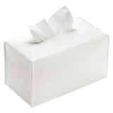 REGELETO Rectangular Tissue Box Cover Pu Leather Rectangle Tissue Box Holder with Bottom Belt Modern Stylish Tissue Box Organizer for Home Car Hotel Office 9.5"X5"X5" (Off-White)