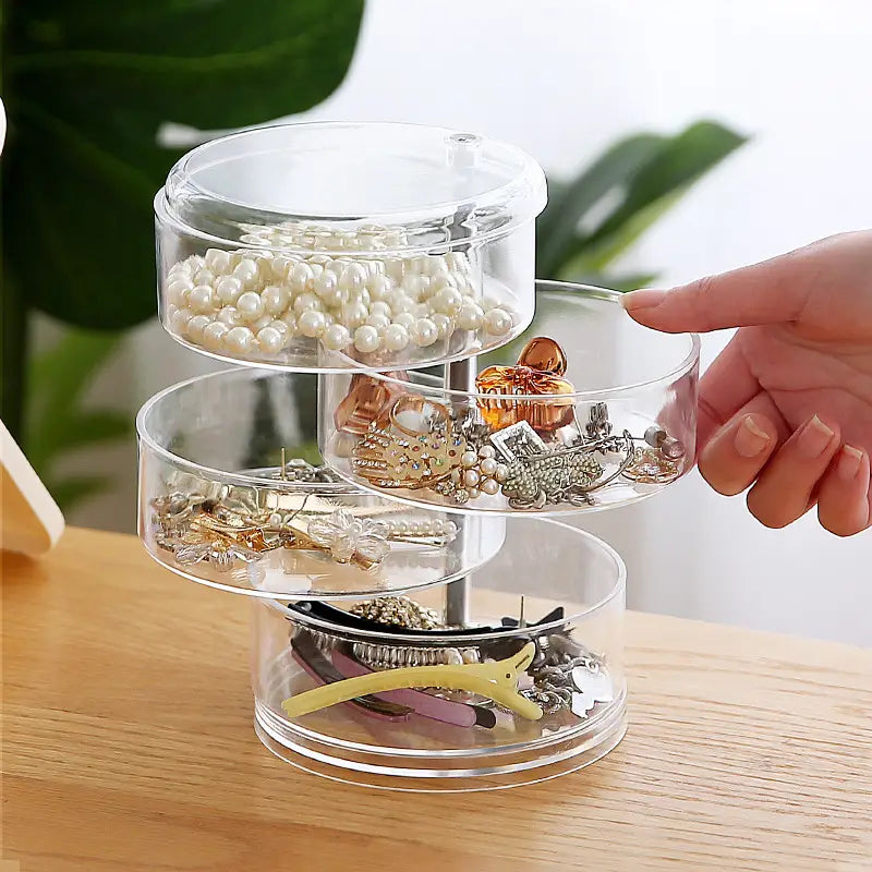 Acrylic Jewelry Organizer with Rotating Storage for Girls