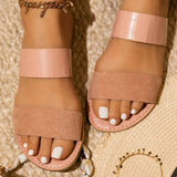 Color-block Comfortable Flat Open-toe Outdoor Slippers