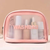 Clear Pink Toiletry Bag for Travel Essentials Organizer