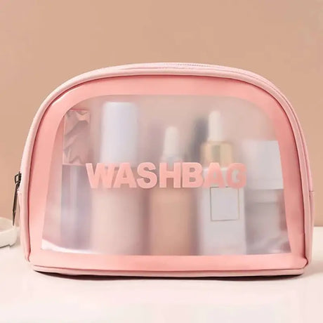 Clear Pink Toiletry Bag for Travel Essentials Organizer