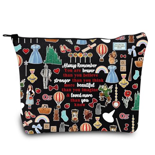LEVLO Wizard Dorothy Cosmetic Make up Bag You Are Braver Stronger Smarter Than You Think Gift Dorothy Ruby Red Slippers Makeup Zipper Pouch Bag For Women Girls (Always Dorothy Black)