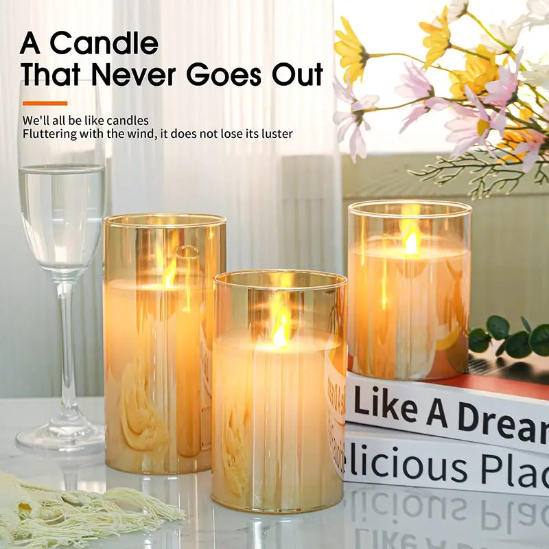 3pcs Battery Operated Electric Candles for Home Decor