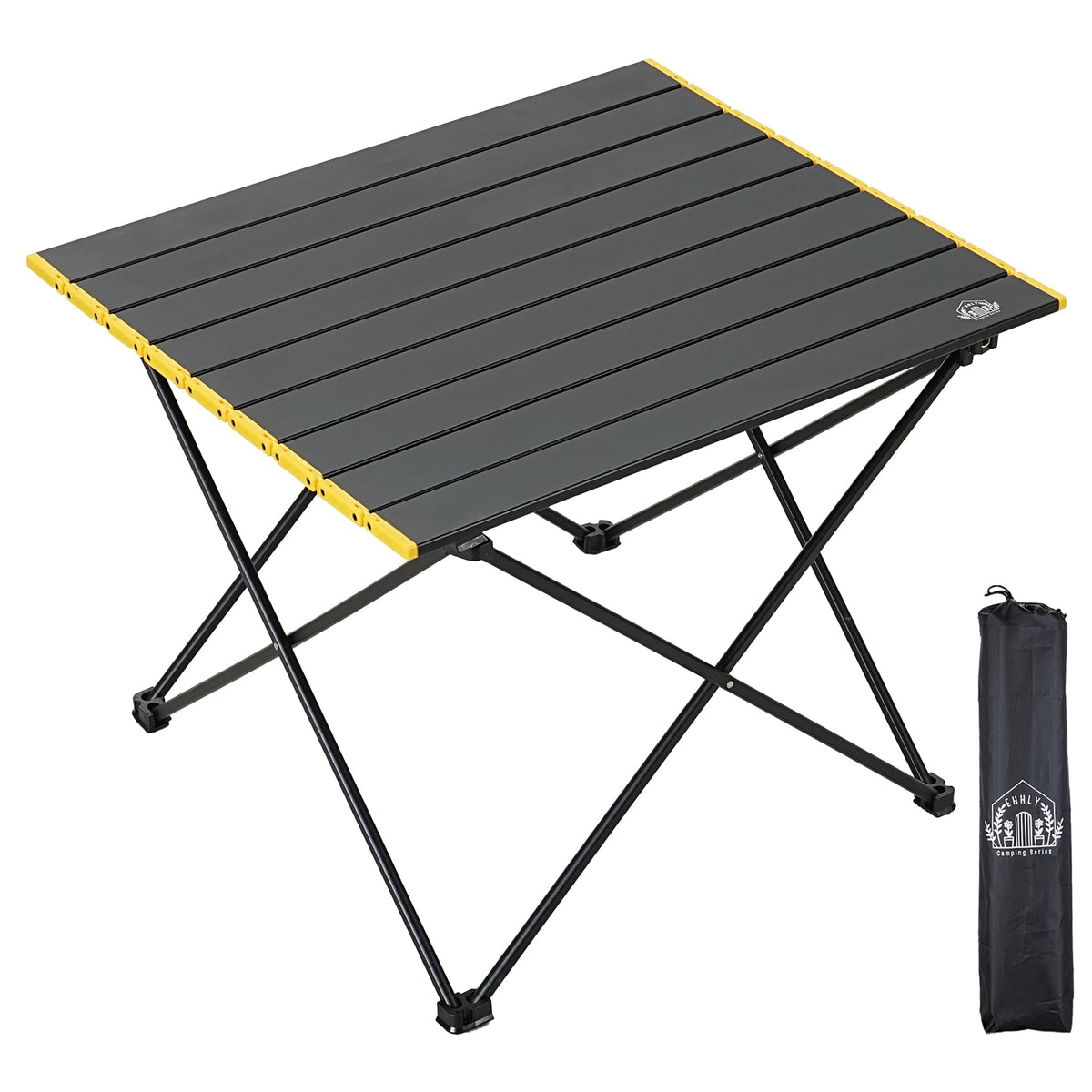 EHHLY Portable Folding Camping Table Large Compact Aluminum Beach Picnic Table Lightweight Collapsible Outdoor Camp Tables That Folds & Rolls Up Beach Gear Essentials Camp Accessories Black