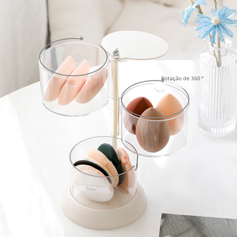 Rotating Dustproof Makeup Sponge Storage Box