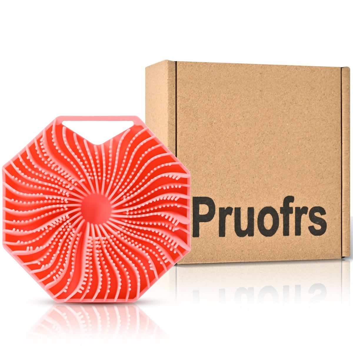 Silicone Bath Brush Red Spiral Textured Design