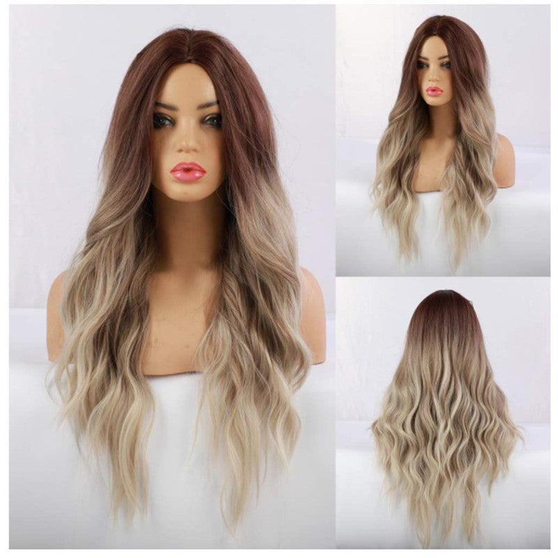 Women's Brown Gradation Golden Curly Hair Wig