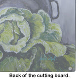 Home Grown In Plaquemines Parish Cabbage Glass Cutting Board