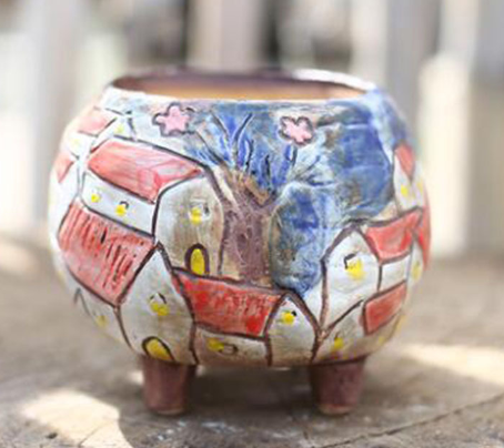 Hand-Painted Ceramic Succulent Planter Pot
