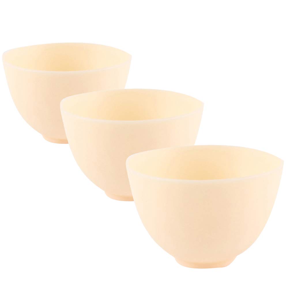 Healifty 3Pcs Diy Face Mixing Bowl Facial Mud Bowl Silicone Facemask Bowl Cosmetic Beauty Tool for Home Salon Spa Face Skin Applicator Bowl (Yellow)