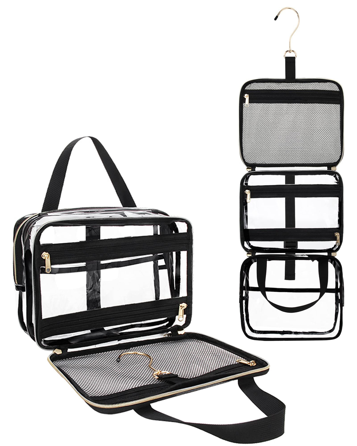 Hanging Toiletry Bag Travel Makeup Bag Clear TSA Toiletry Bag for Toiletries Full Sized Container Stand up Access to Toiletries for Women Men Makeup Organizer Case