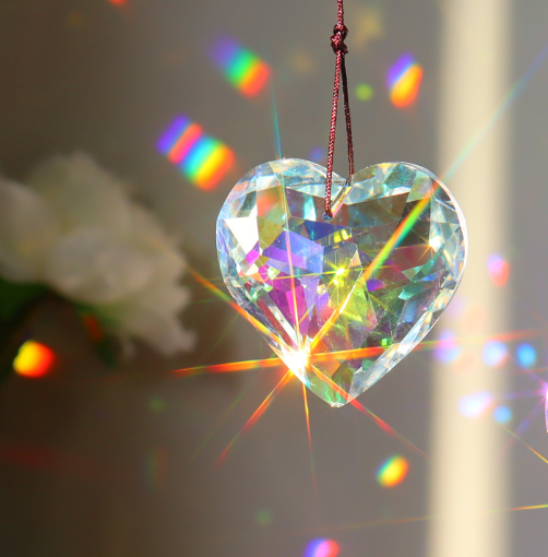 Heart-Shaped Sun Catcher Crystal Pendant for Home Decor