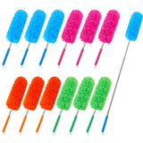 Tanlade 12 Pcs Microfiber Duster Feather Dusters for Cleaning 13.8-33.1 in Small Extendable Duster with Extension Pole and Bendable Head Washable Dusting Tool for Office Car Window Furniture 4 Colors